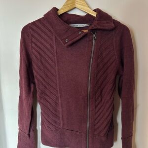 Athleta Maroon Cowl Neck Motorcycle Style Wool blend Sweater